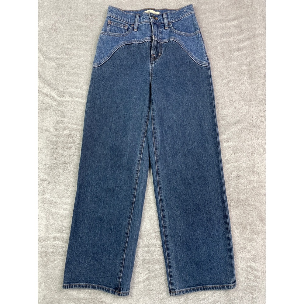 Madewell The Perfect Vintage Wide-Leg Crop Jeans Womens Size 23 Two-Tone Yoke